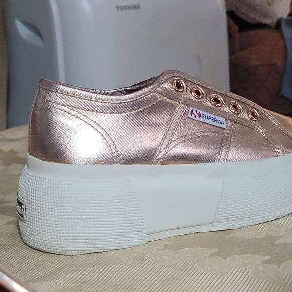 Superga 2790 Matte METALLIC PLATFORM Rose Gold Sneaker Bronze Sizzling Lady US 6 - Picture 7 of 16